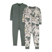 Little Star Organic Baby \u0026 Toddler Boys 2Pk Long Sleeve Footless Stretchies, Size 9 Months-5T